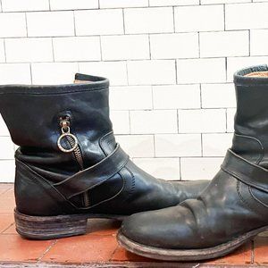 Fiorentini + Baker Eternity Black Leather Moto Engineer Boot EUR 39 US 9